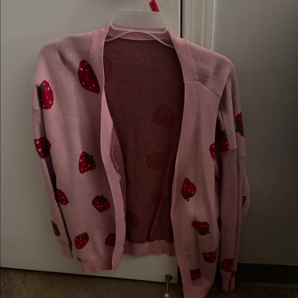 Pink Strawberry Patterned Women's Sweater